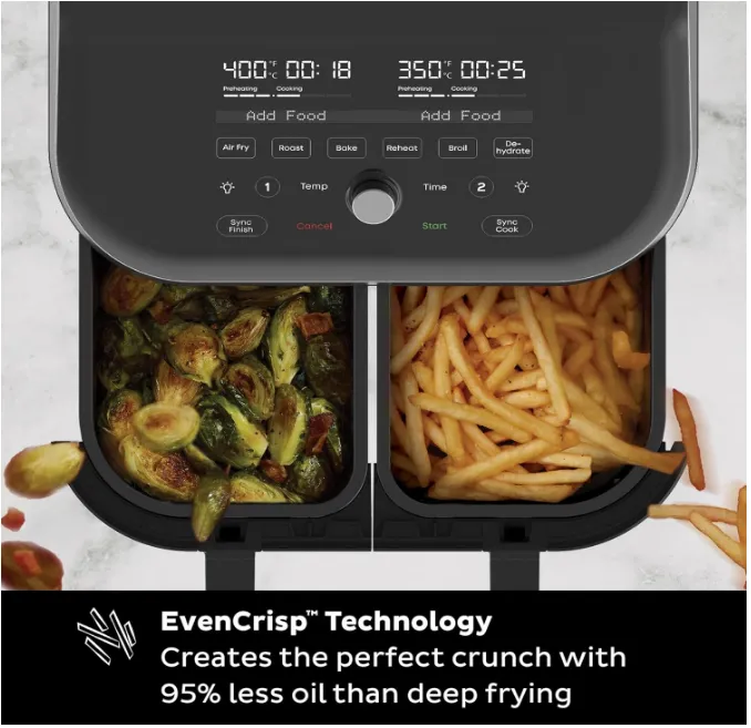 ClearCook window close-up showing food browning without opening the basket